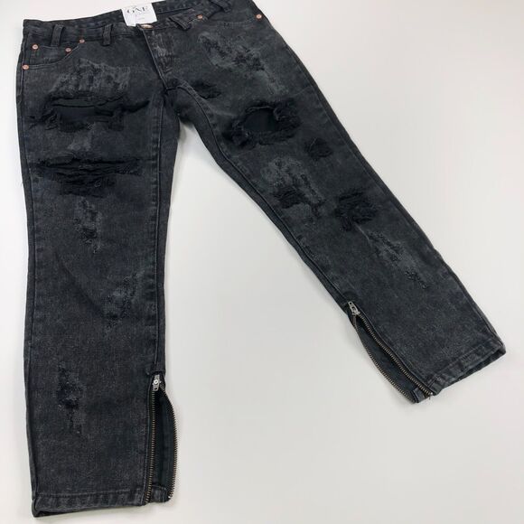 One Teaspoon Trashed Free Birds 28 (Fit 33W 26.5L) Mid Rise Distressed Jean - Picture 4 of 11